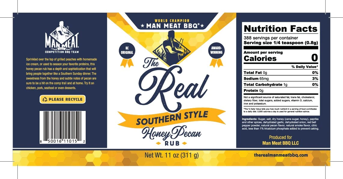 Man Meat BBQ The Real Southern Style Honey Pecan Rub – Sweet, Nutty BBQ Seasoning For Pork, Poultry & Ribs (11 Oz) 2 Man Meat BBQ The Real Southern Style Honey Pecan Rub – Sweet, Nutty BBQ Seasoning For Pork, Poultry & Ribs (11 Oz) - Image 2
